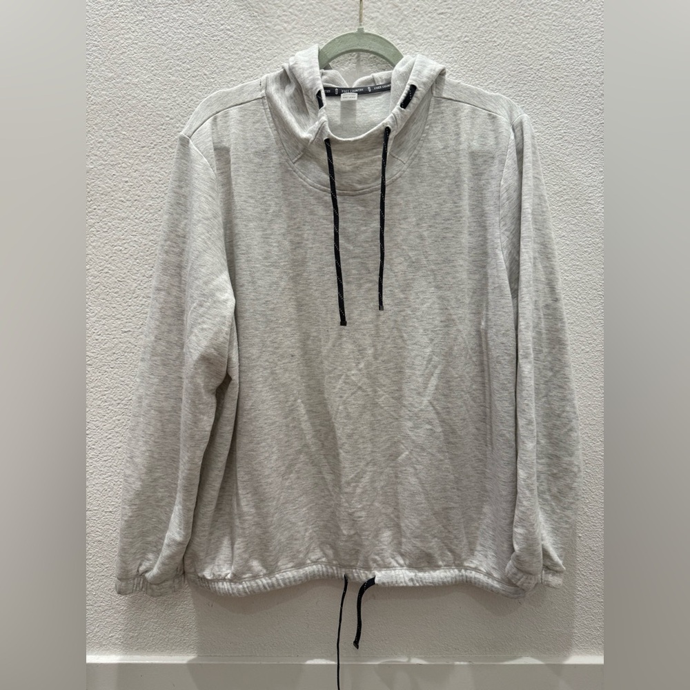 Women's Light Gray Drawstring Funnel Neck Sweater